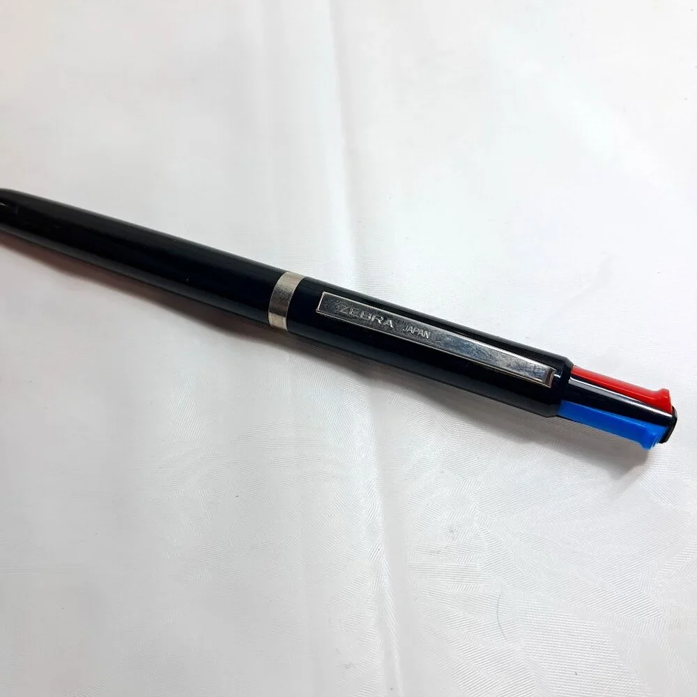 Zebra Multi Function Pen color black red blue plastic case Made in Japan Vintage